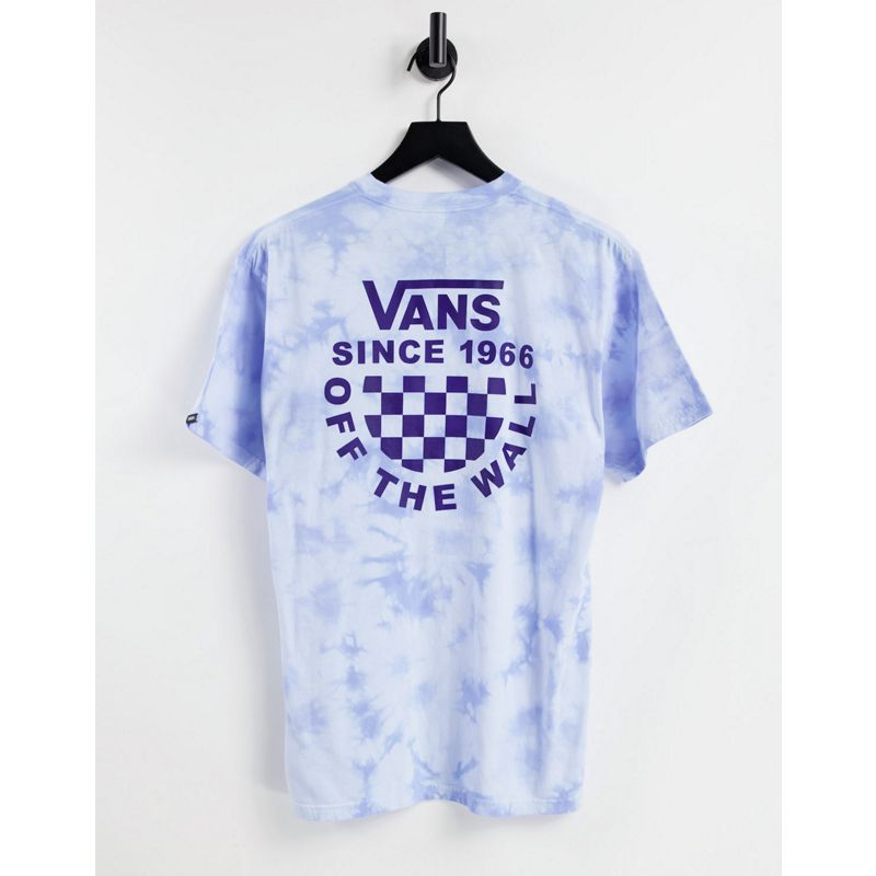 yQhnT Top Vans - T-Shirt blu effetto tie-dye con stampa sul retro e logo a quadri