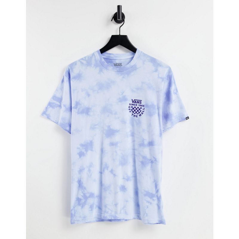 yQhnT Top Vans - T-Shirt blu effetto tie-dye con stampa sul retro e logo a quadri