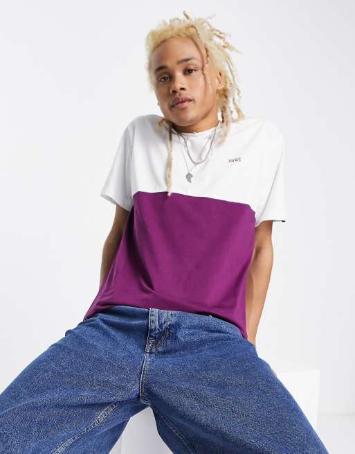 Vans - T-shirt color block viola e bianco 
