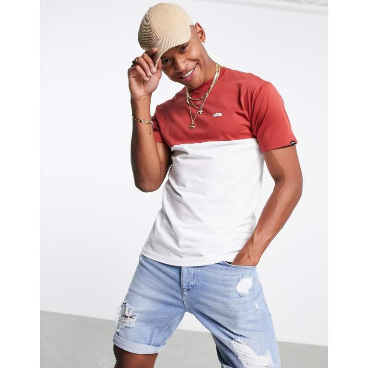 Vans T shirt colorblock bianca e rossa ASOS