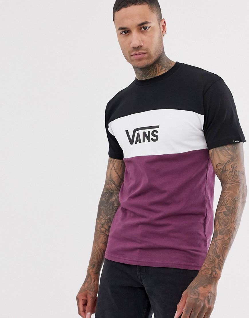 Vans - T-shirt colour block bordeaux/bianco-Rosso
