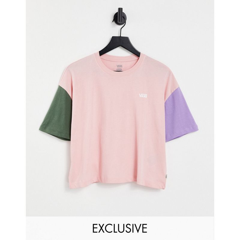 Vans - T-shirt comoda squadrata in color block rosa - In esclusiva per ASOS