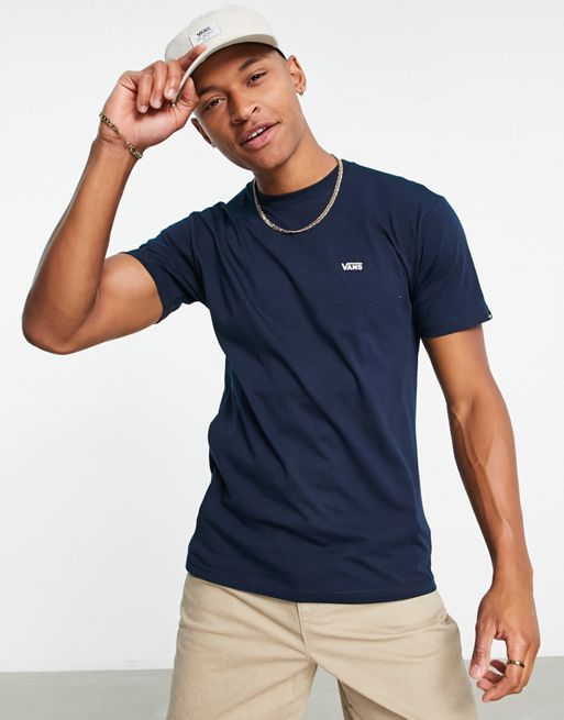 Vans - T-shirt con logo a sinistra sul petto blu navy