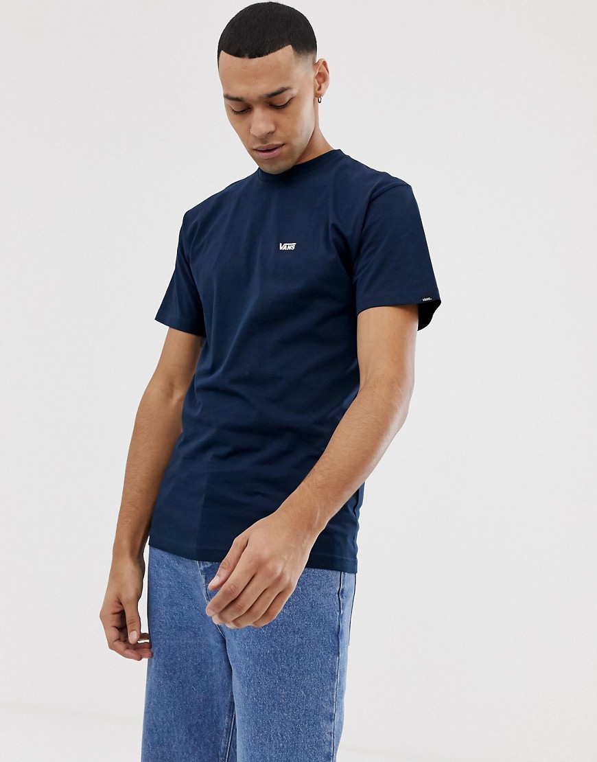 Vans - T-shirt con logo piccolo blu navy