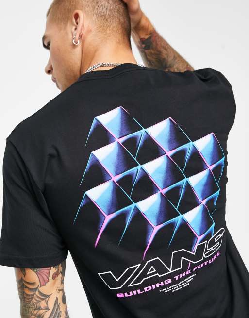 Vans - T-shirt con stampa a quadri sul retro, colore nero 