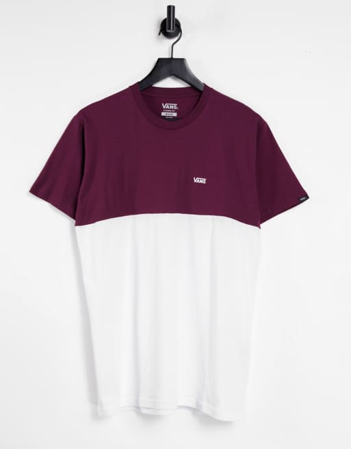 Vans - T-shirt effet color block - Bordeaux/blanc 