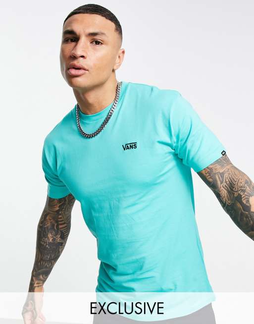 Vans – T-Shirt in Blaugrün mit kleinem Logo – exklusiv bei ASOS