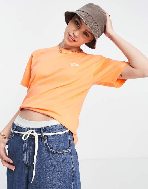Vans – T-Shirt in Orange mit Logo auf der linken Brust
