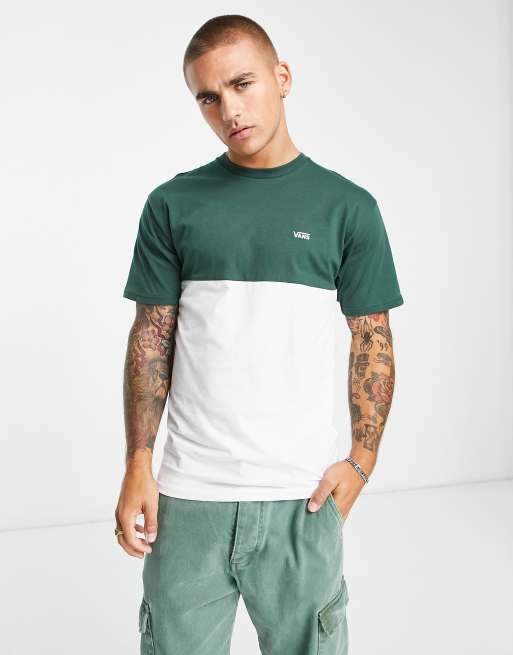  Vans - T-shirt in wit en groene kleurvlakken