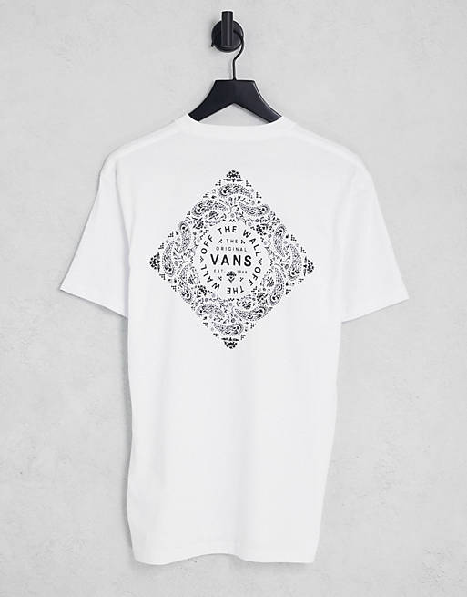 Vans - T-shirt met bandanaprint met paisley motief op de rug in wit