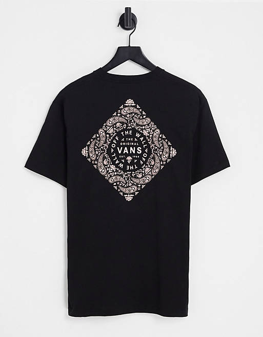 Vans - T-shirt met bandanaprint met paisley motief op de rug in zwart