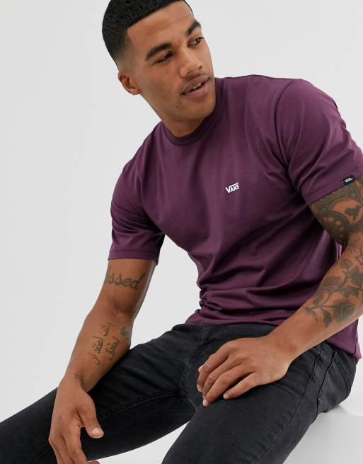 Vans - T-shirt met klein logo in bordeauxrood