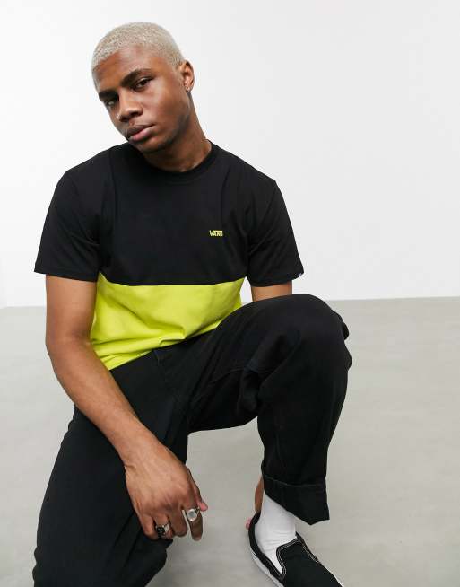 Vans - T-shirt met kleurvlakken in geel en zwart 