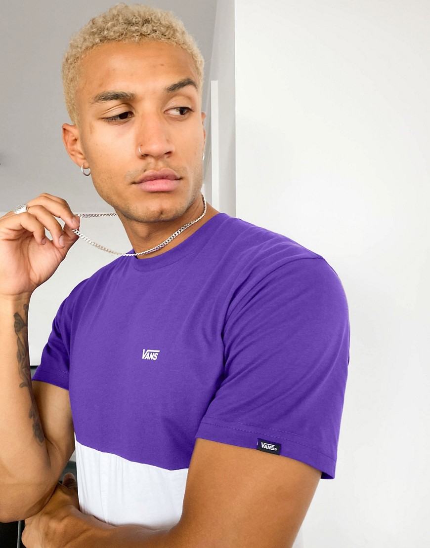 Vans - T-shirt met kleurvlakken in paars/wit