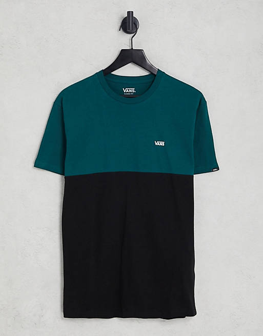 Vans - T-shirt met kleurvlakken in zwart en groenblauw