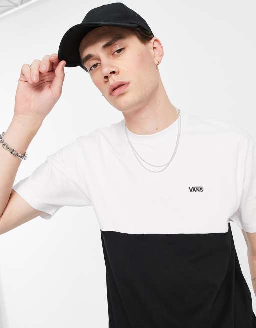 Vans - T-shirt met kleurvlakken in zwart en wit 