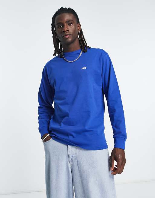Vans - T-shirt met lange mouwen en klein logo links op de borst in blauw
