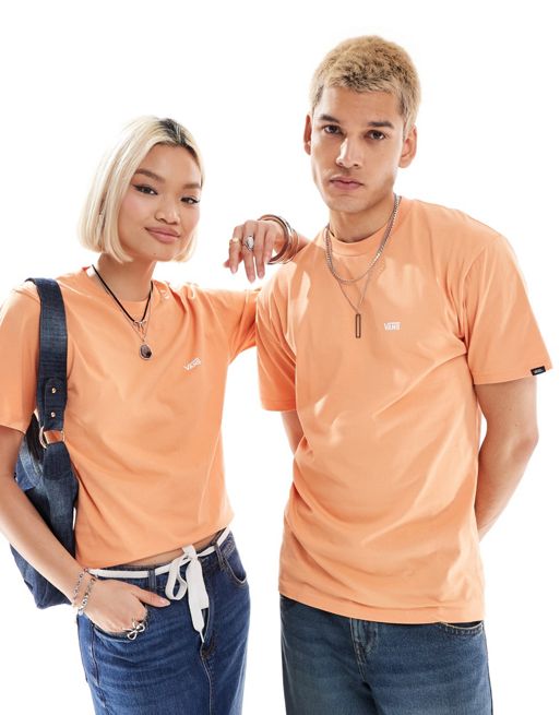 Vans - T-shirt met logo links op de borst in gebrand oranje