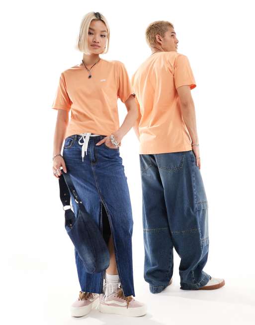 Vans - T-shirt met logo links op de borst in gebrand oranje, 4 van 4