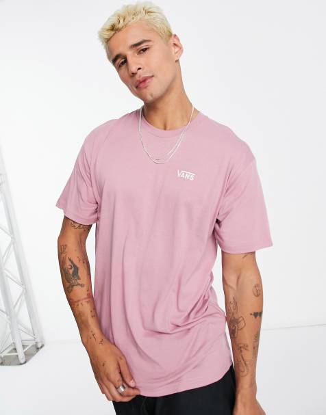 Vans - T-shirt met logo links op de borst in roze - view 1