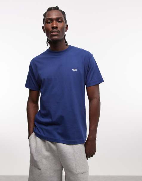 Vans - T-shirt met logo op de linkerborst in blauw - view 1