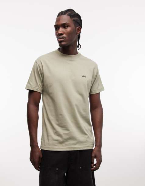 Vans - T-shirt met logo op de linkerborst in saliegroen - view 1