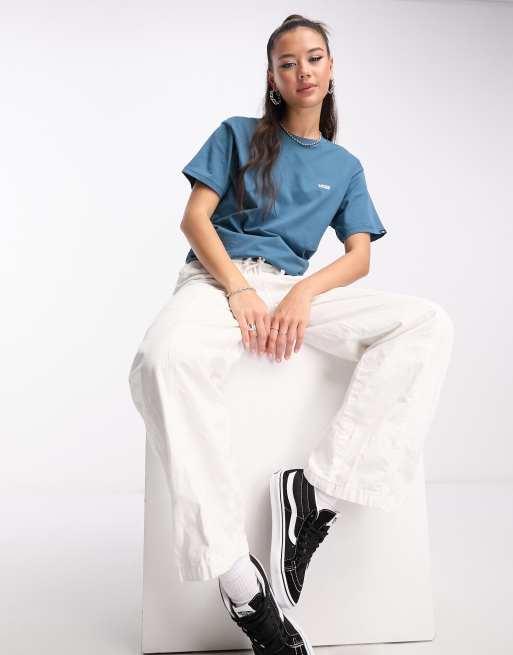 Vans - T-shirt met logo op linkerzijde van de borst in groenblauw , 4 van 4