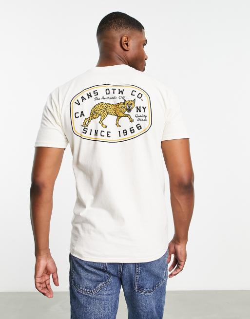 Vans - T-shirt met luipaardprint op de achterkant in gebroken wit