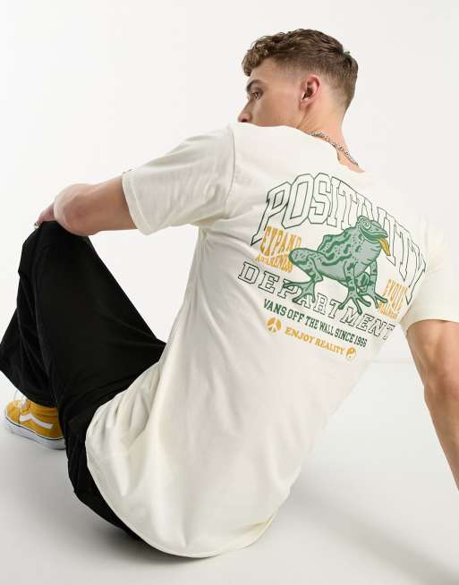 Vans - T-shirt met 'Positivity'-print op de achterkant in gebroken wit