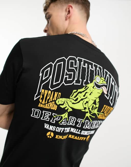 Vans - T-shirt met 'Positivity'-print op de achterkant in zwart
