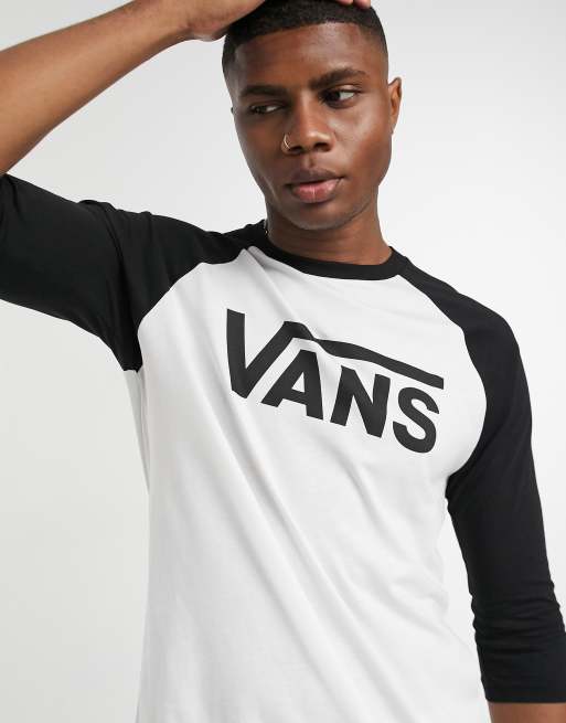 Vans - T-shirt met raglanmouwen in wit/zwart