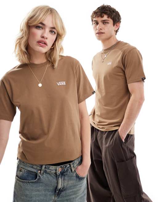 Vans – T-Shirt mit Logo auf der Brust links in Braun
