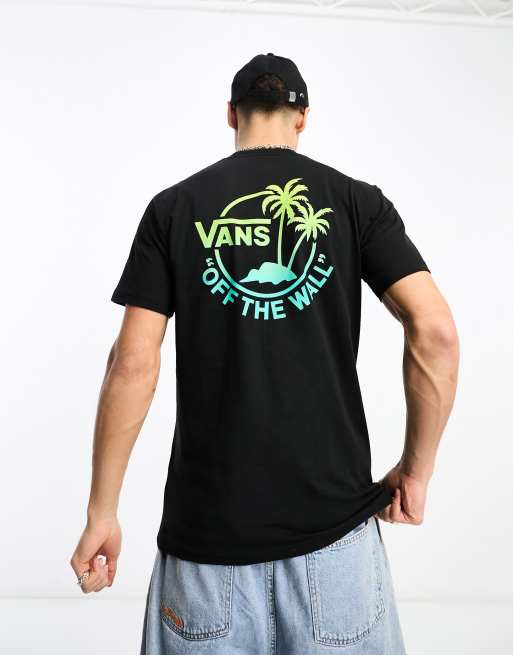 Vans T shirt nera con stampa di palme sul retro