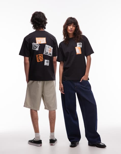 Vans - T-shirt nera con stampa grafica di toppe stile punk sul retro - view 1