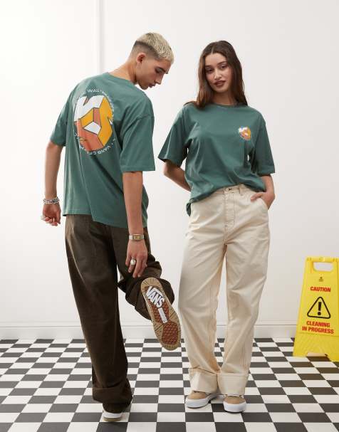 Vans - T-shirt verde scuro con stampa “V” - view 1