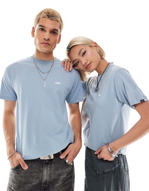 Vans – T-shirt w zgaszonym niebieskim kolorze z logo na lewej piersi