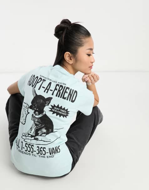 Vans t-shirt with adopt a friend back print in blue - view 1