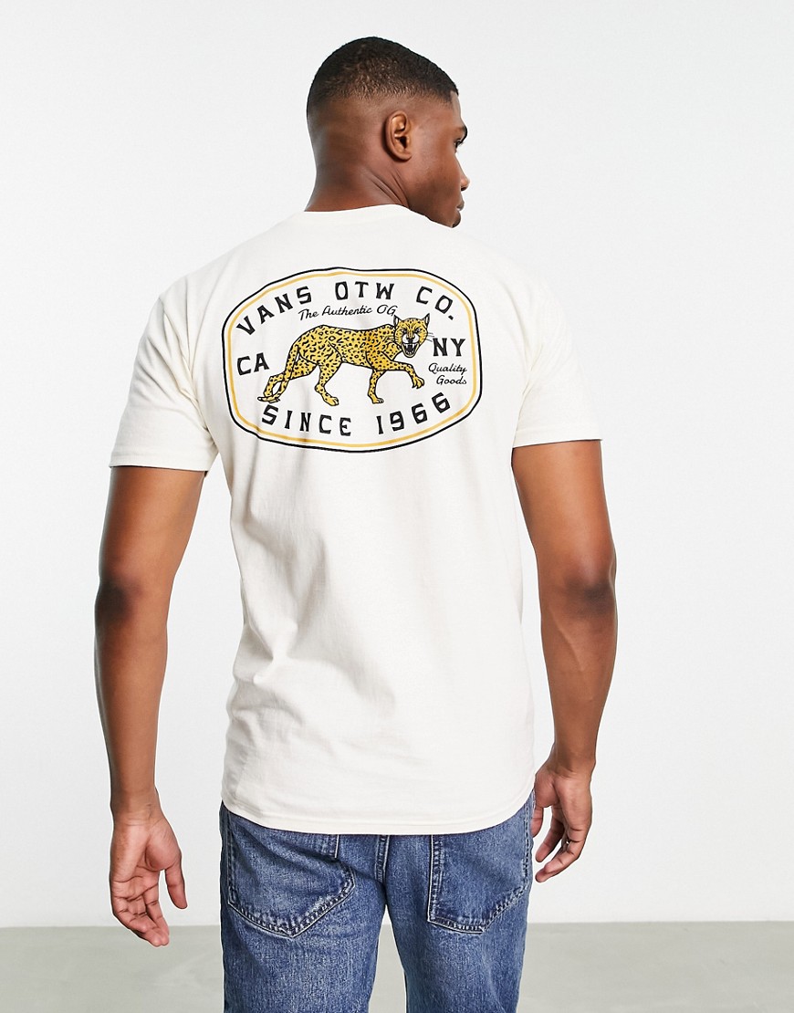 Vans t-shirt with leopard back print in off white