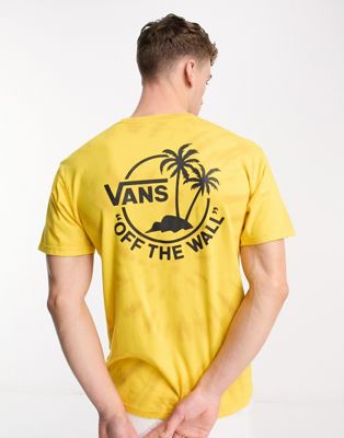 Vans t-shirt with mini dl palm back print in gold tie dye