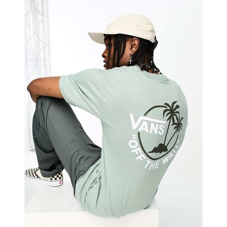 Vans t-shirt with mini dual palm back print in green | ASOS