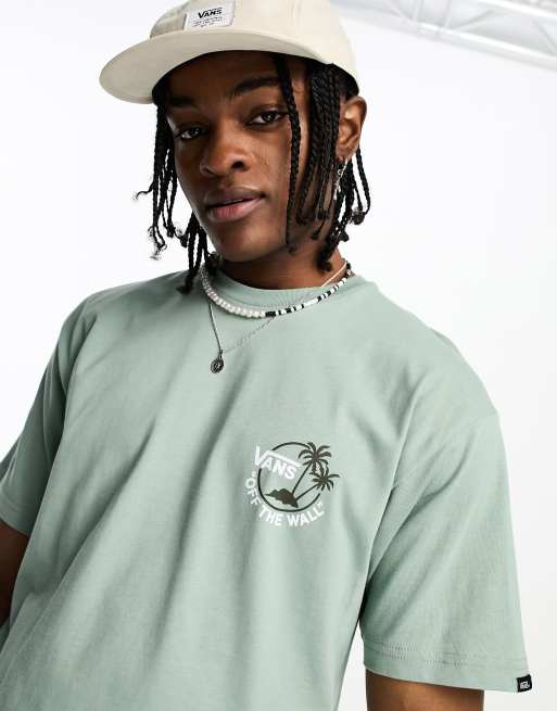 Vans t-shirt with mini dual palm back print in green | ASOS