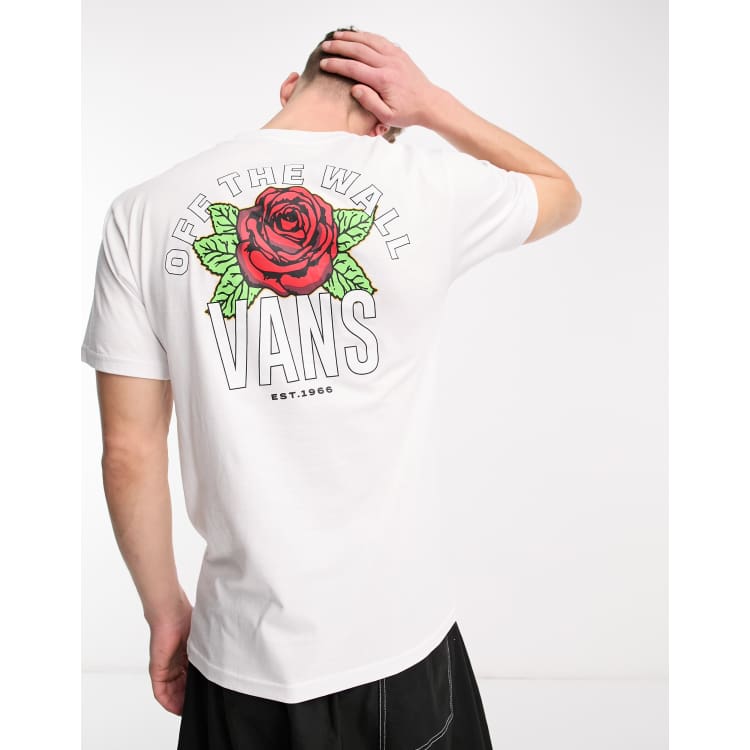 Vans T-shirt with varsity floral back print in white