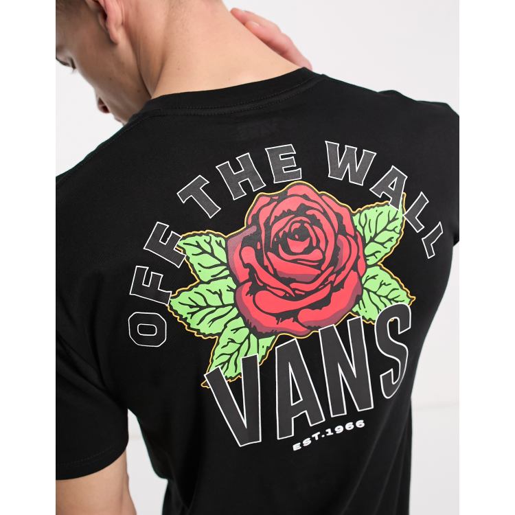 Vans T-shirt with varsity floral print back print in black