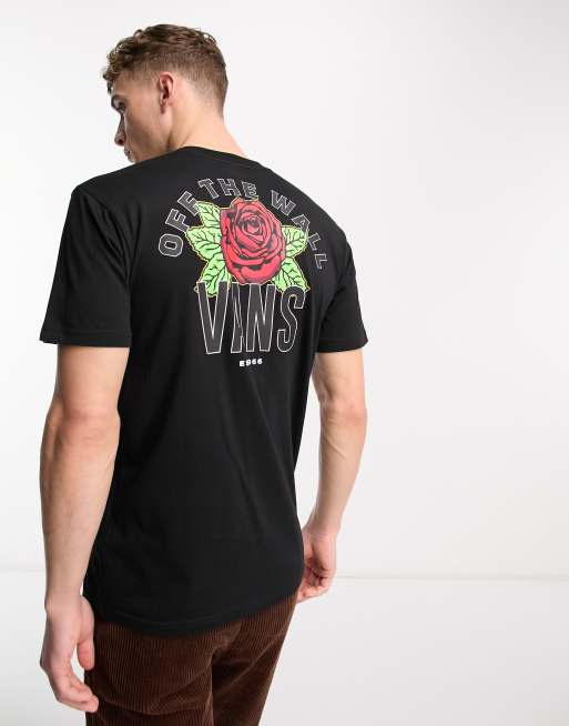 Vans T-shirt with varsity floral print back print in black