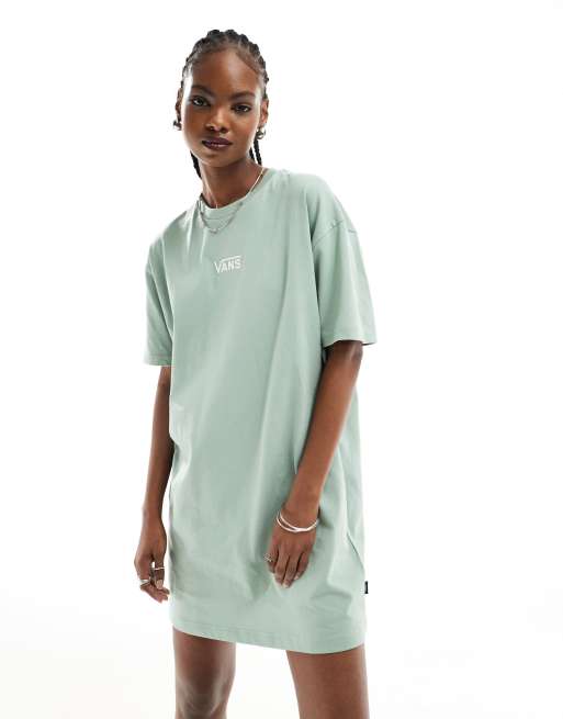 Vans - T-shirtjurk met logo op de borst in lichtgroen
