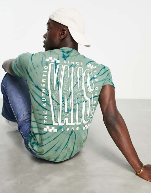 Vans tall type back print t-shirt in green tie dye | ASOS