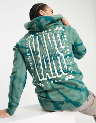 Vans – Tall Type – Kapuzenpullover in Batik-Grün mit Rückenprint
