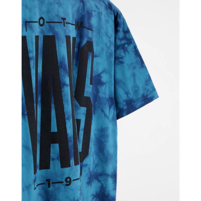 Top 4WzEZ Vans Tall - Type - T-shirt blu tie-dye con stampa sul retro