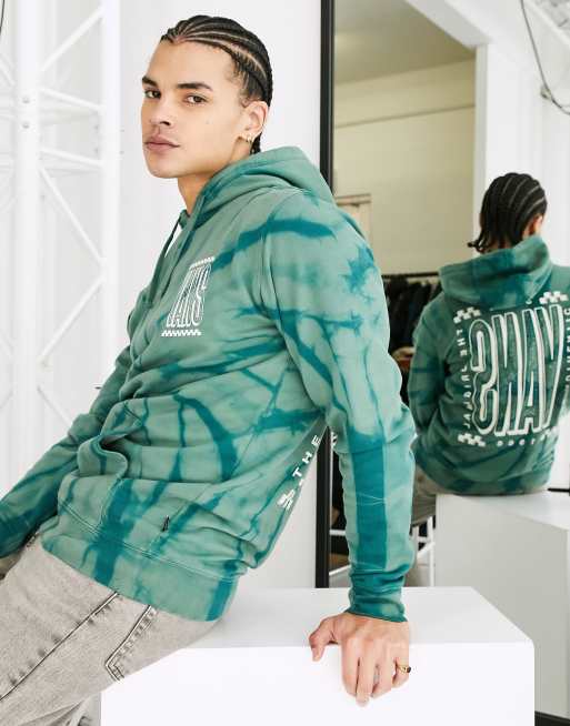 Vans tall type tie dye hoodie with back print in green ASOS