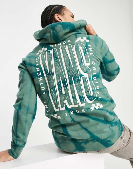 Vans Tall – Type – Zielona bluza z kapturem, nadrukiem na plecach i efektem tie-dye